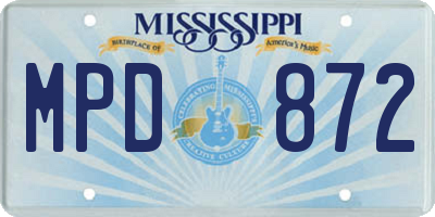 MS license plate MPD872