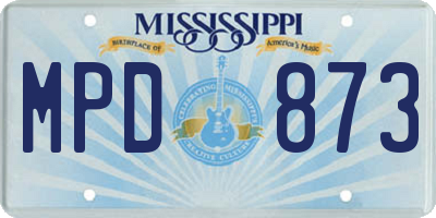 MS license plate MPD873