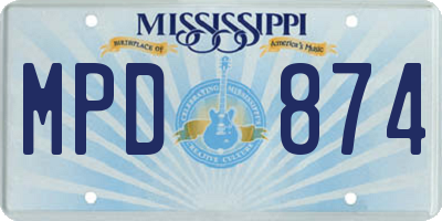 MS license plate MPD874