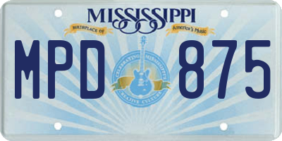 MS license plate MPD875