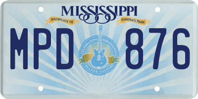 MS license plate MPD876