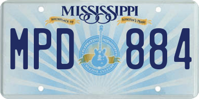 MS license plate MPD884
