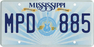 MS license plate MPD885