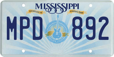MS license plate MPD892