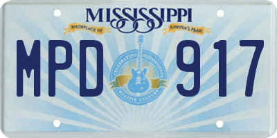 MS license plate MPD917