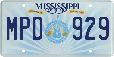 MS license plate MPD929
