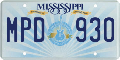 MS license plate MPD930