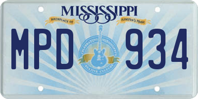 MS license plate MPD934