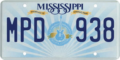 MS license plate MPD938