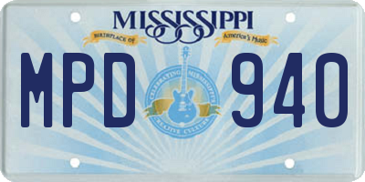 MS license plate MPD940