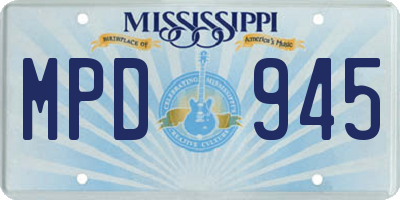 MS license plate MPD945