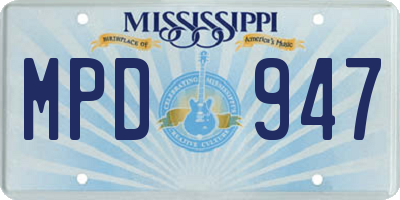 MS license plate MPD947