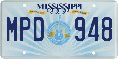 MS license plate MPD948