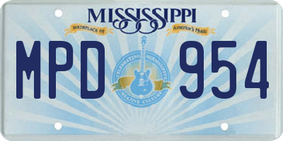 MS license plate MPD954