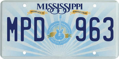 MS license plate MPD963