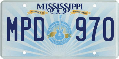 MS license plate MPD970