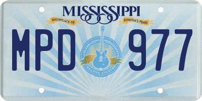 MS license plate MPD977
