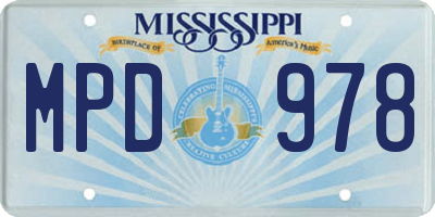 MS license plate MPD978
