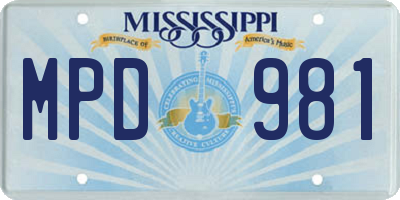 MS license plate MPD981