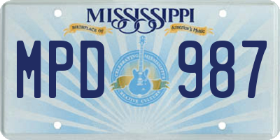 MS license plate MPD987