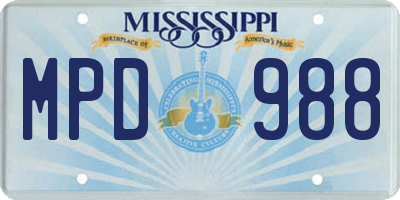 MS license plate MPD988