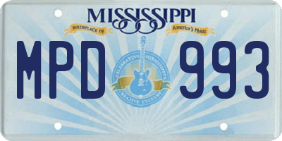 MS license plate MPD993
