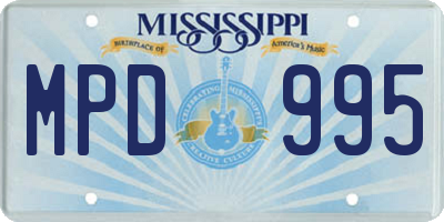 MS license plate MPD995