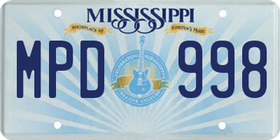 MS license plate MPD998