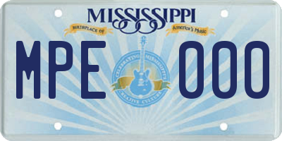 MS license plate MPE000
