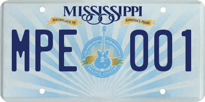 MS license plate MPE001