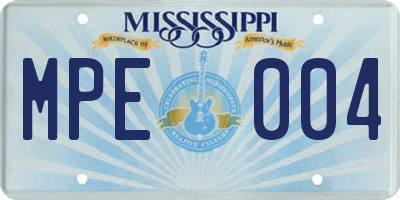 MS license plate MPE004