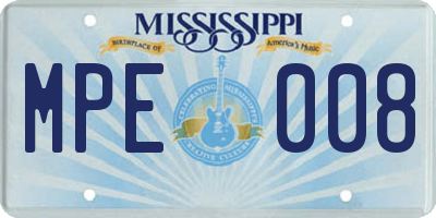 MS license plate MPE008