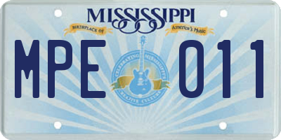 MS license plate MPE011