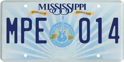 MS license plate MPE014