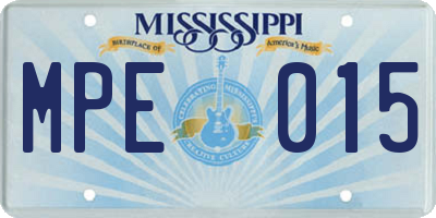 MS license plate MPE015