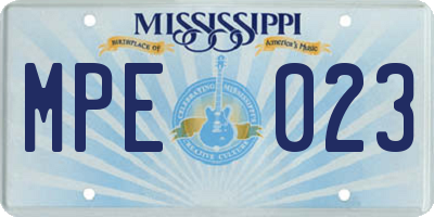 MS license plate MPE023