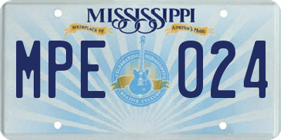 MS license plate MPE024