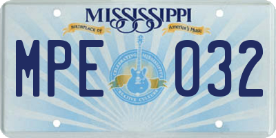 MS license plate MPE032