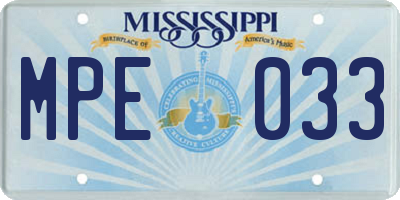MS license plate MPE033