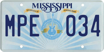 MS license plate MPE034
