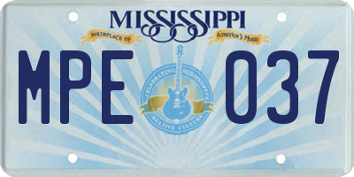 MS license plate MPE037