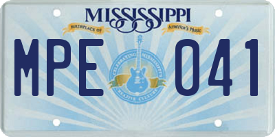 MS license plate MPE041