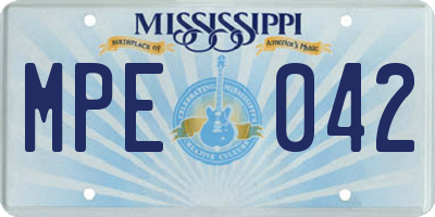 MS license plate MPE042