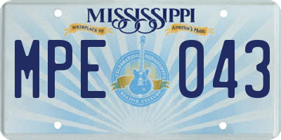 MS license plate MPE043