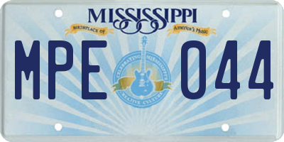 MS license plate MPE044