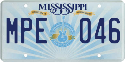 MS license plate MPE046