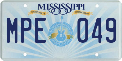 MS license plate MPE049