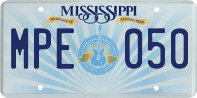MS license plate MPE050