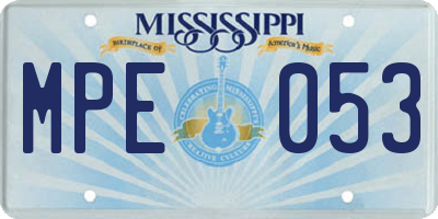 MS license plate MPE053