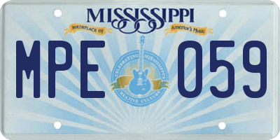 MS license plate MPE059